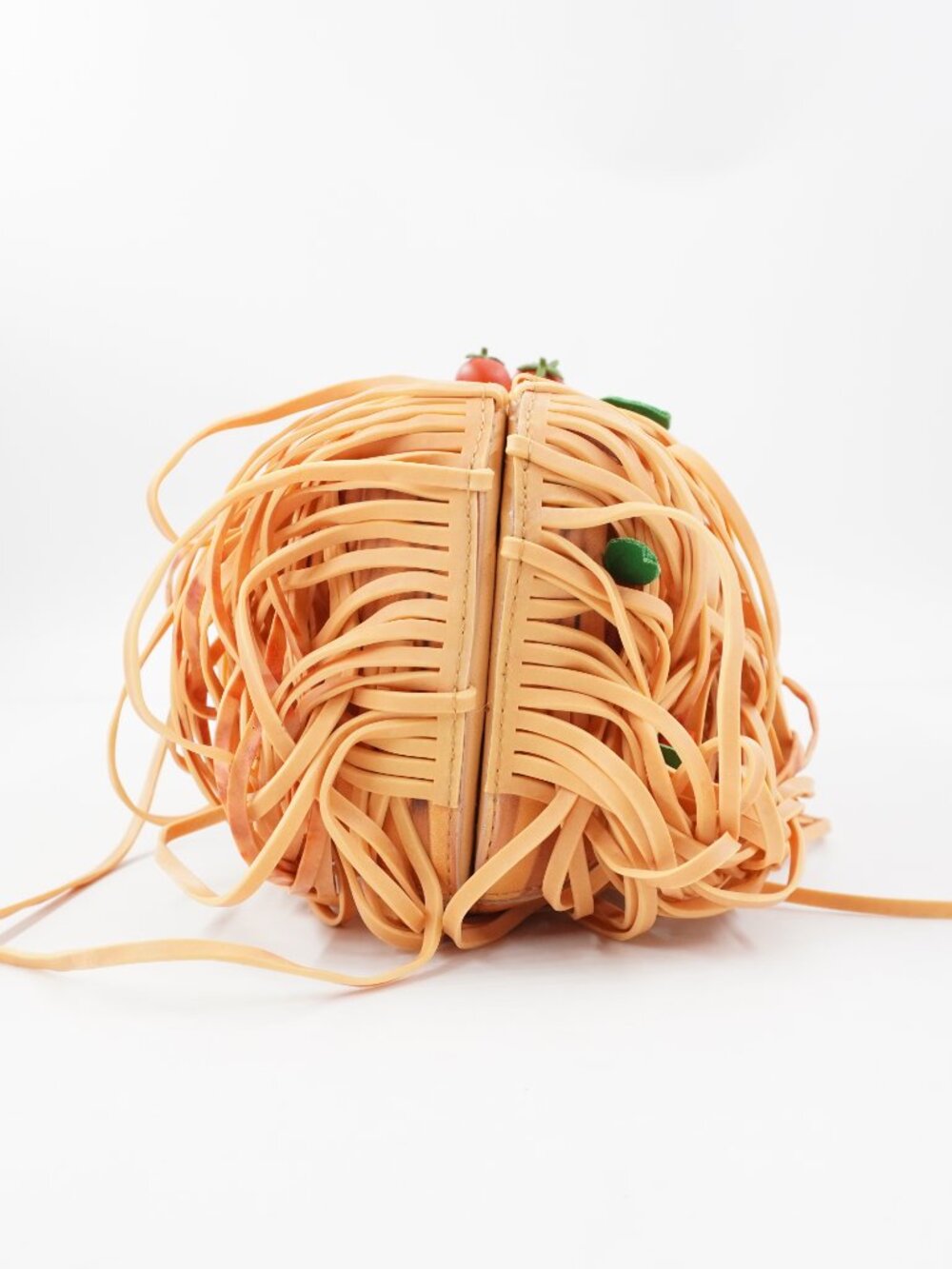 Moschino Spaghetti Clutch Shoulder Bag In Beige With Tomato And Basil Details - Picture 3 of 13